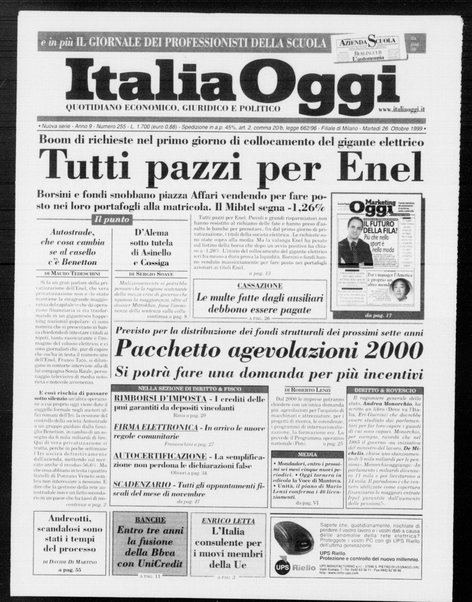 Italia oggi : quotidiano di economia finanza e politica